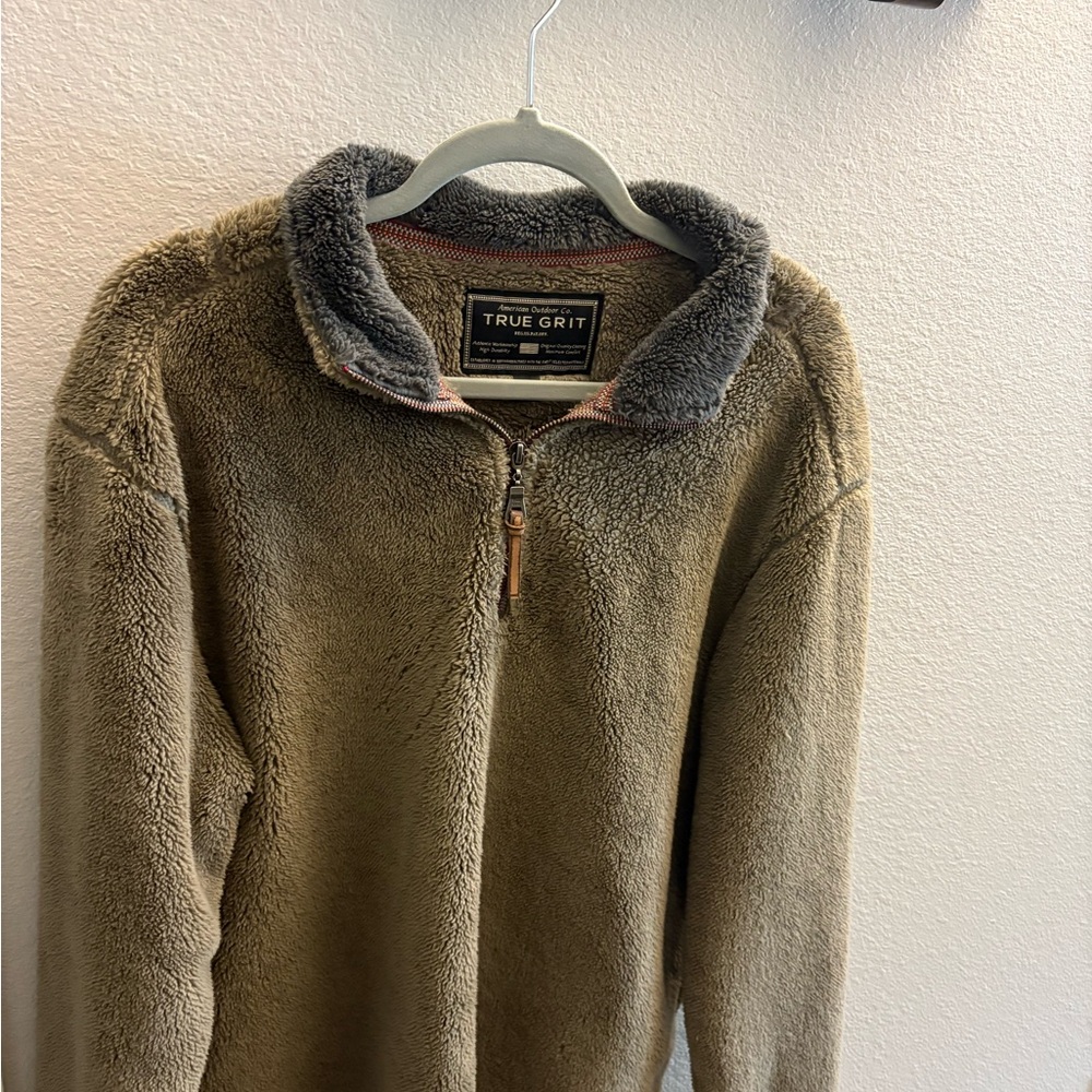 True Grit Charcoal and Beige Fleece Jacket